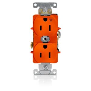 TOMACORRIENTE DOBLE L/T TIERRA AISLADA NEMA 5-15R 15A 125V NARANJA