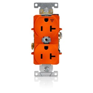 TOMACORRIENTE DOBLE L/T TIERRA AISLADA NEMA 5-20R 20A 125V NARANJA