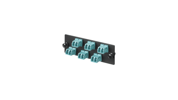 Panel adaptador de fibra LC dúplex OM3/OM4 6 puertos color aqua Panduit